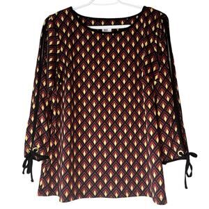 Dressbarn 3/4 Sleeve Purple / Red / Yellow Blouse Size Large